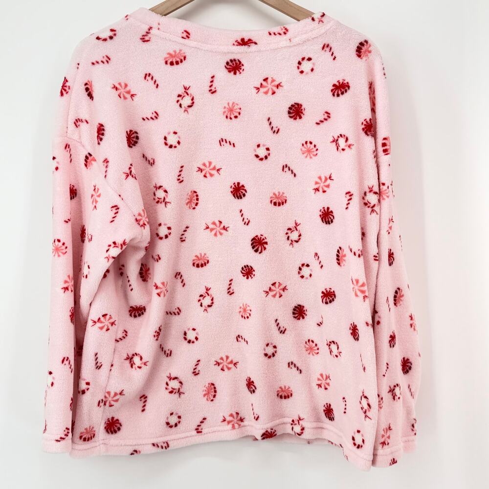 Joyspun Dreamy Soft Plush Pajama Set XL 16/18 Pink Peppermint Fleece Cozy - Picture 4 of 7